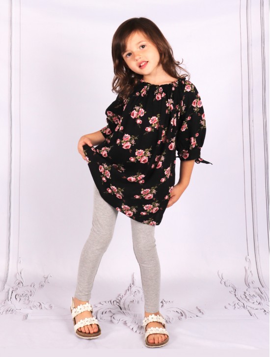 Kid's Off The Shoulder Printed Fashion Top